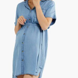 A Pea in the Pod Chambray Button-Up Maternity Shirtdress - Size L